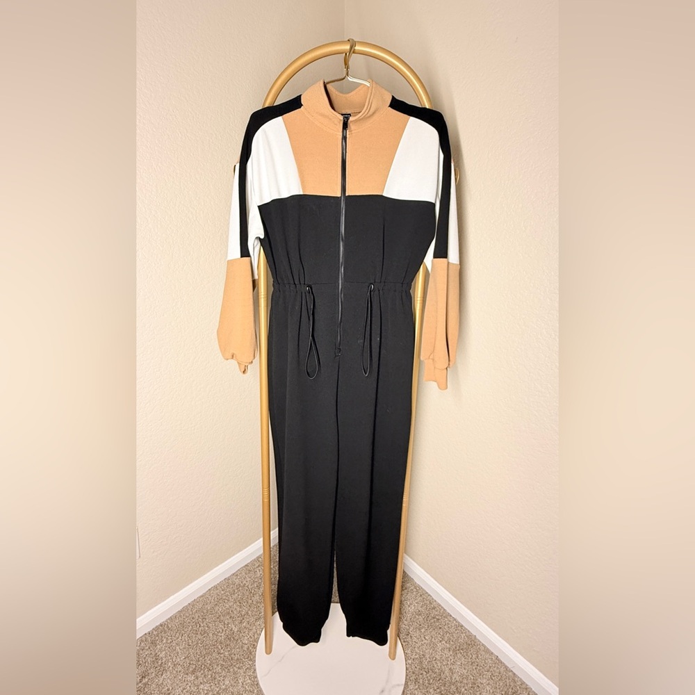 SHEIN Black and Tan Long Sleeve Dress